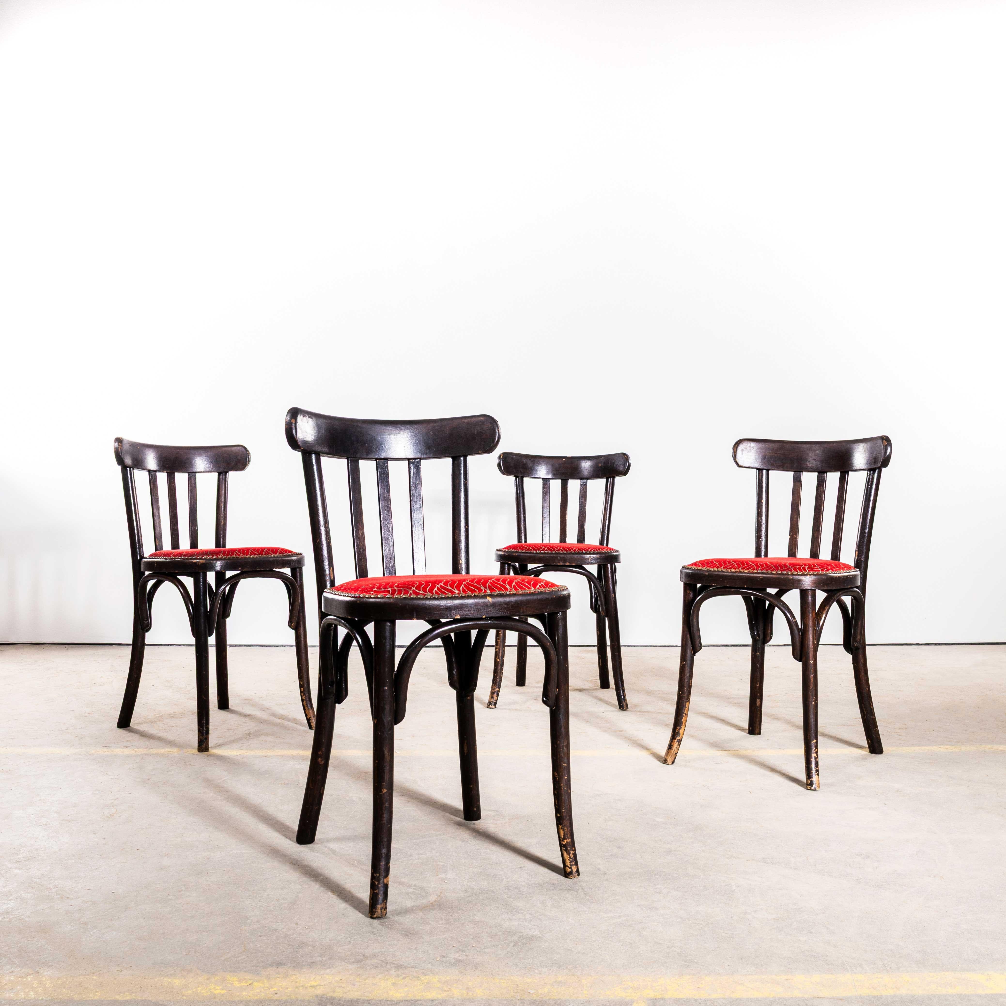 Hêtre Chaises de salle à manger classiques Luterma des années 1950, ébonisées et tapissées en vente