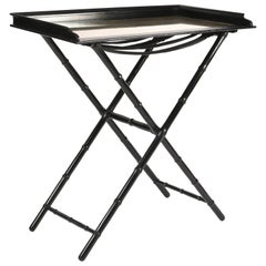 1950s Ebonized Mahogany and Brass Top Butler's Tray by Valenti