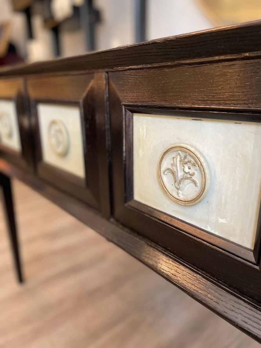 Bureau des années 1950 en Wood Wood ébonisé avec détails bleus en vente 6