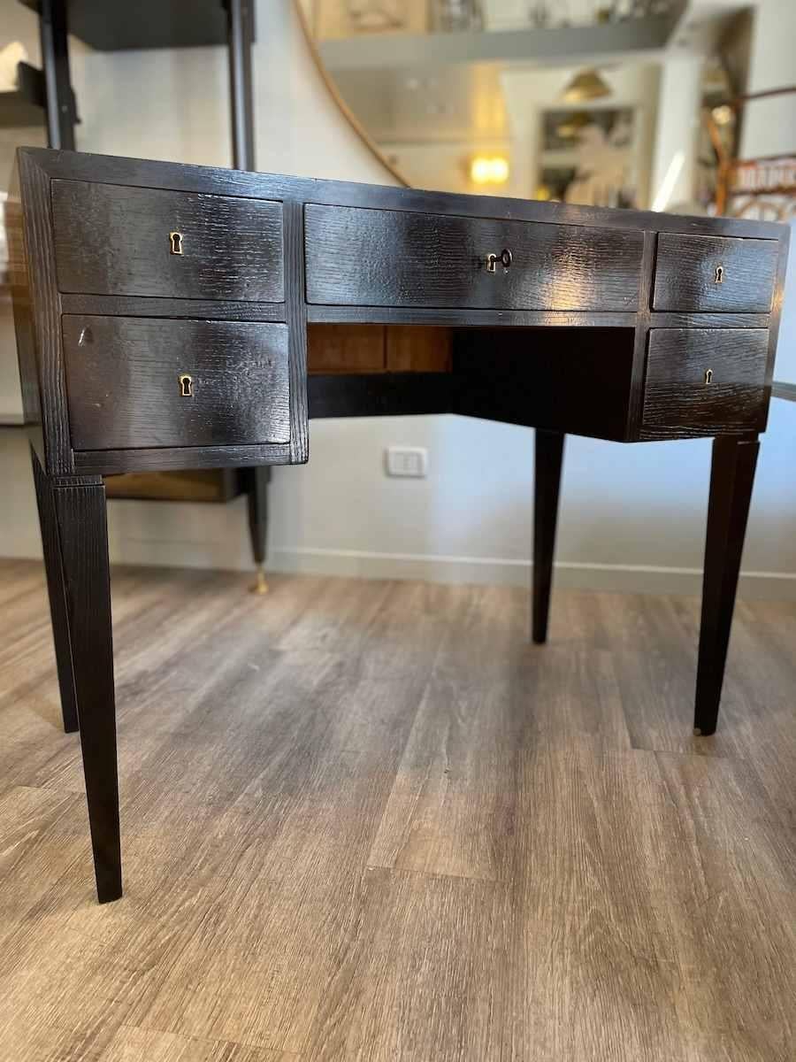 Bureau des années 1950 en Wood Wood ébonisé avec détails bleus en vente 8