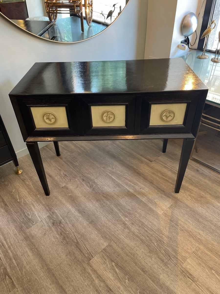 Ébénisé Bureau des années 1950 en Wood Wood ébonisé avec détails bleus en vente