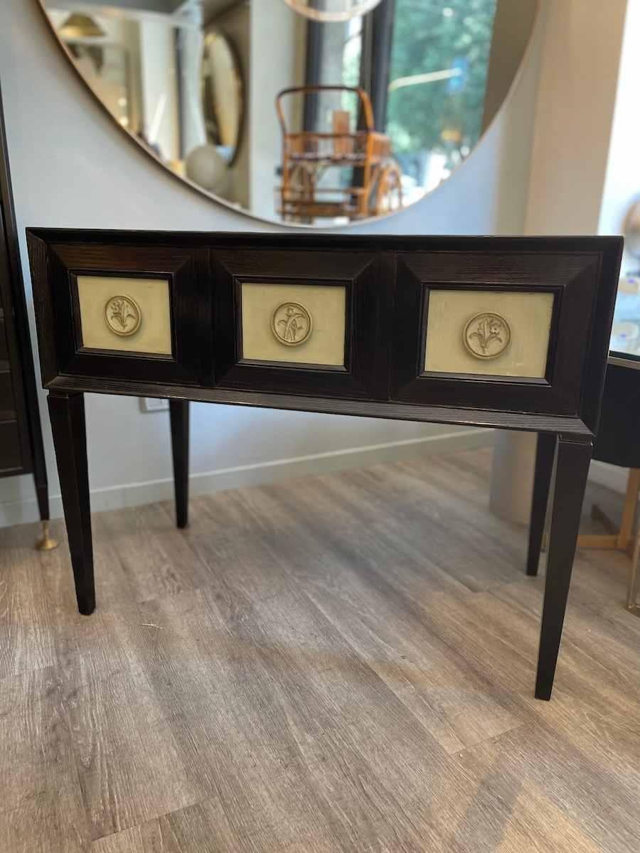 Milieu du XXe siècle Bureau des années 1950 en Wood Wood ébonisé avec détails bleus en vente