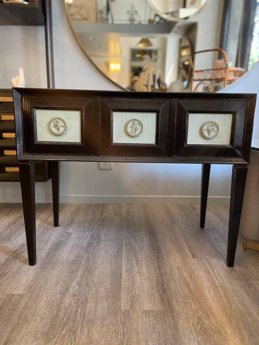 Bureau des années 1950 en Wood Wood ébonisé avec détails bleus en vente 1