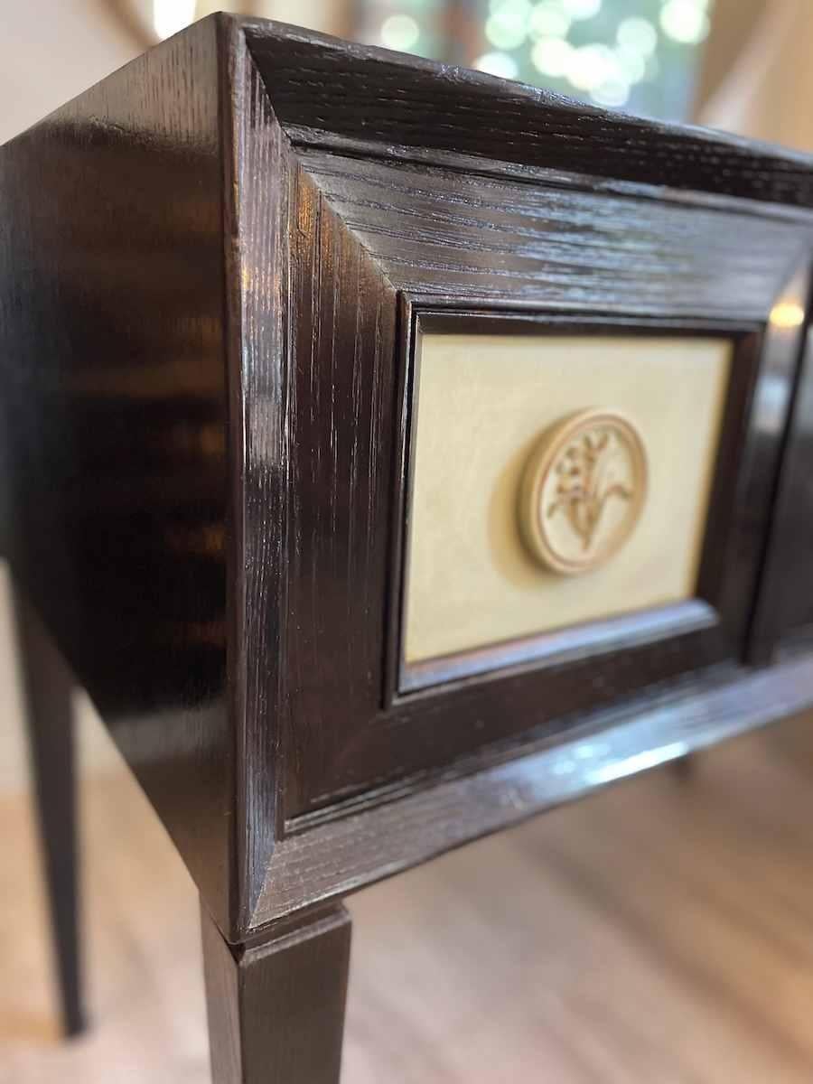 Bureau des années 1950 en Wood Wood ébonisé avec détails bleus en vente 2
