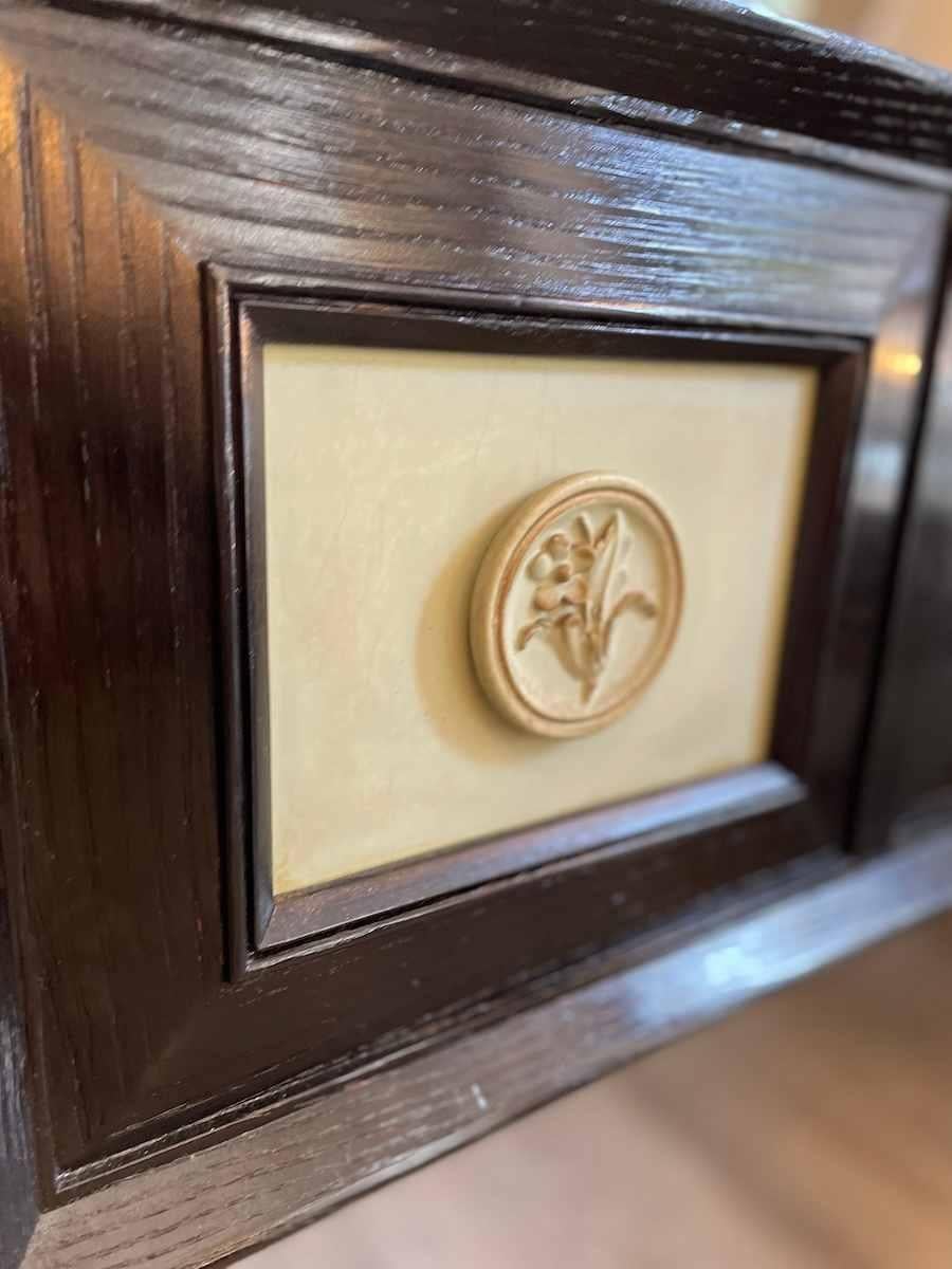 Bureau des années 1950 en Wood Wood ébonisé avec détails bleus en vente 3