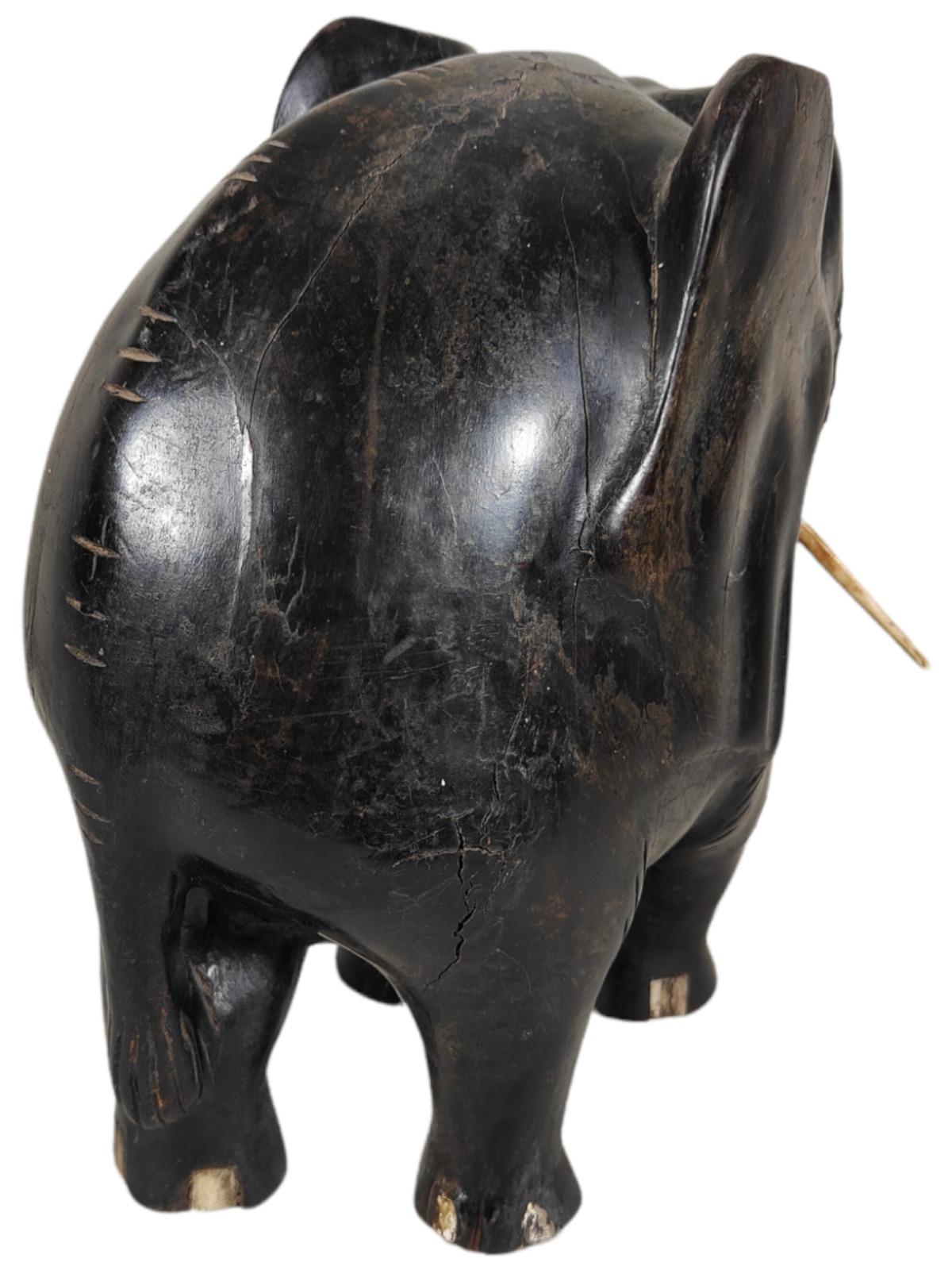 Bone 1950s Ebony Elephant, 20th Century For Sale
