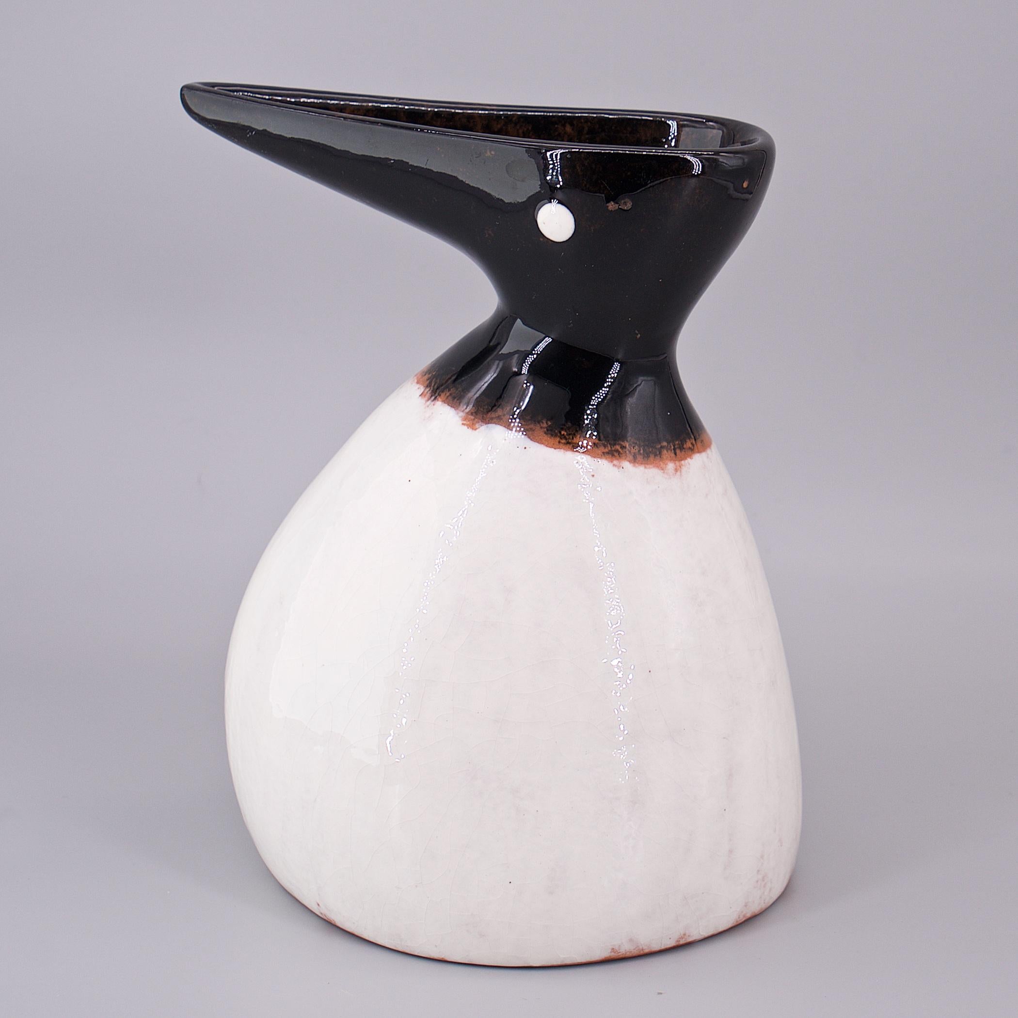 Glazed 1950s Edmund Ronaky Jaru California Art Pottery Sea Bird Vessel like Tackett