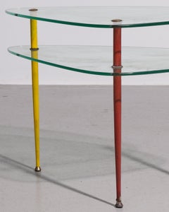 1950s Edoardo Paoli 'Arlecchino' Two Tier Glass Side Table For Vitrex