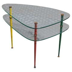 Mesa auxiliar de cristal de dos niveles Edoardo Paoli "Arlecchino", años 50, para Vitrex