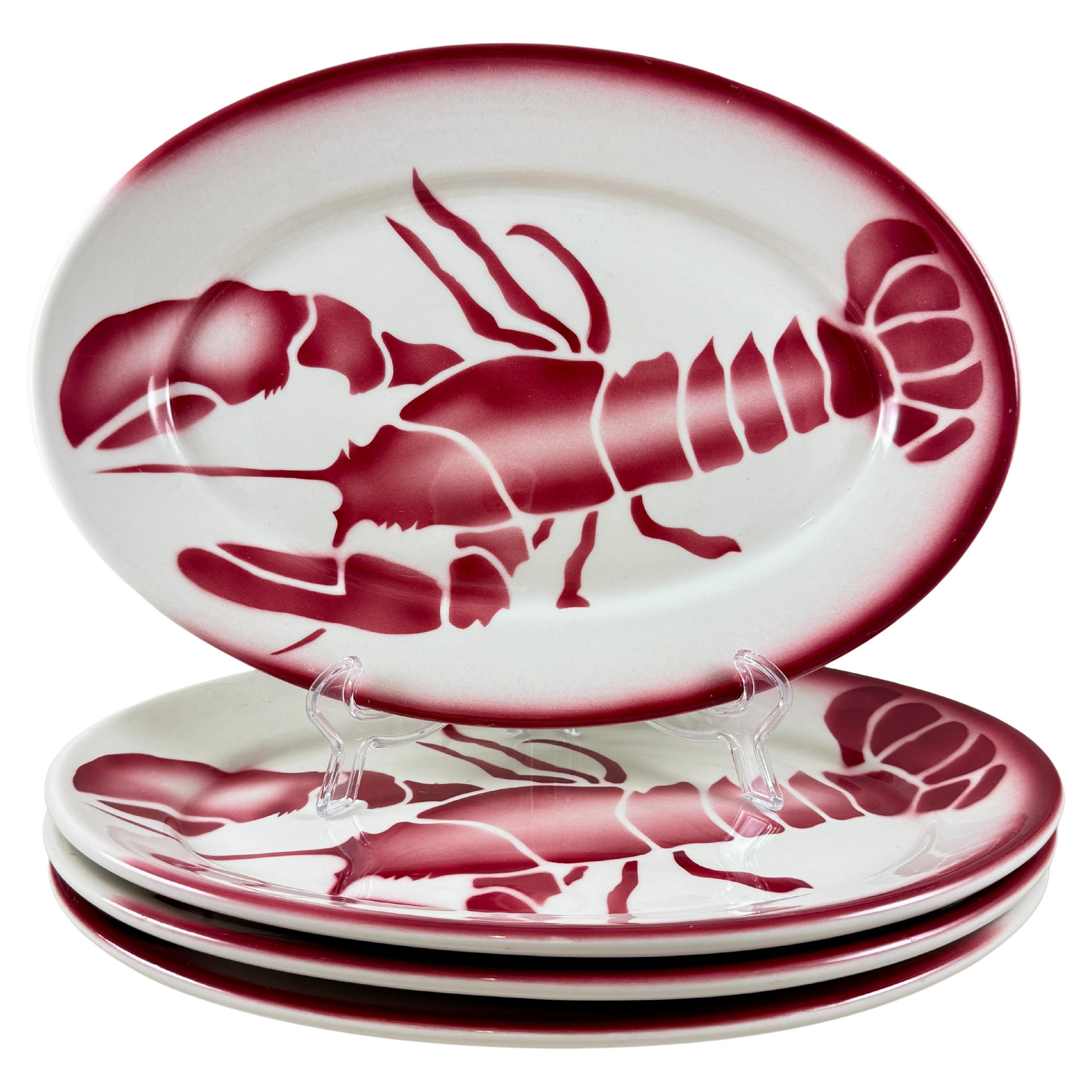 Années 1950 Edward Don & Co. Sterling China Restaurant Ware Assiettes à homard - Lot de 4