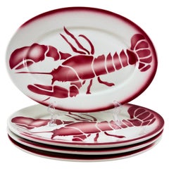 1950s Edward Don & Co. Sterling China Restaurant Ware Lobster Plates - Set of 4