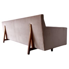 1950s Edward Wormley for Dunbar Bracket Back Sofa, Blush Velvet and mahogany