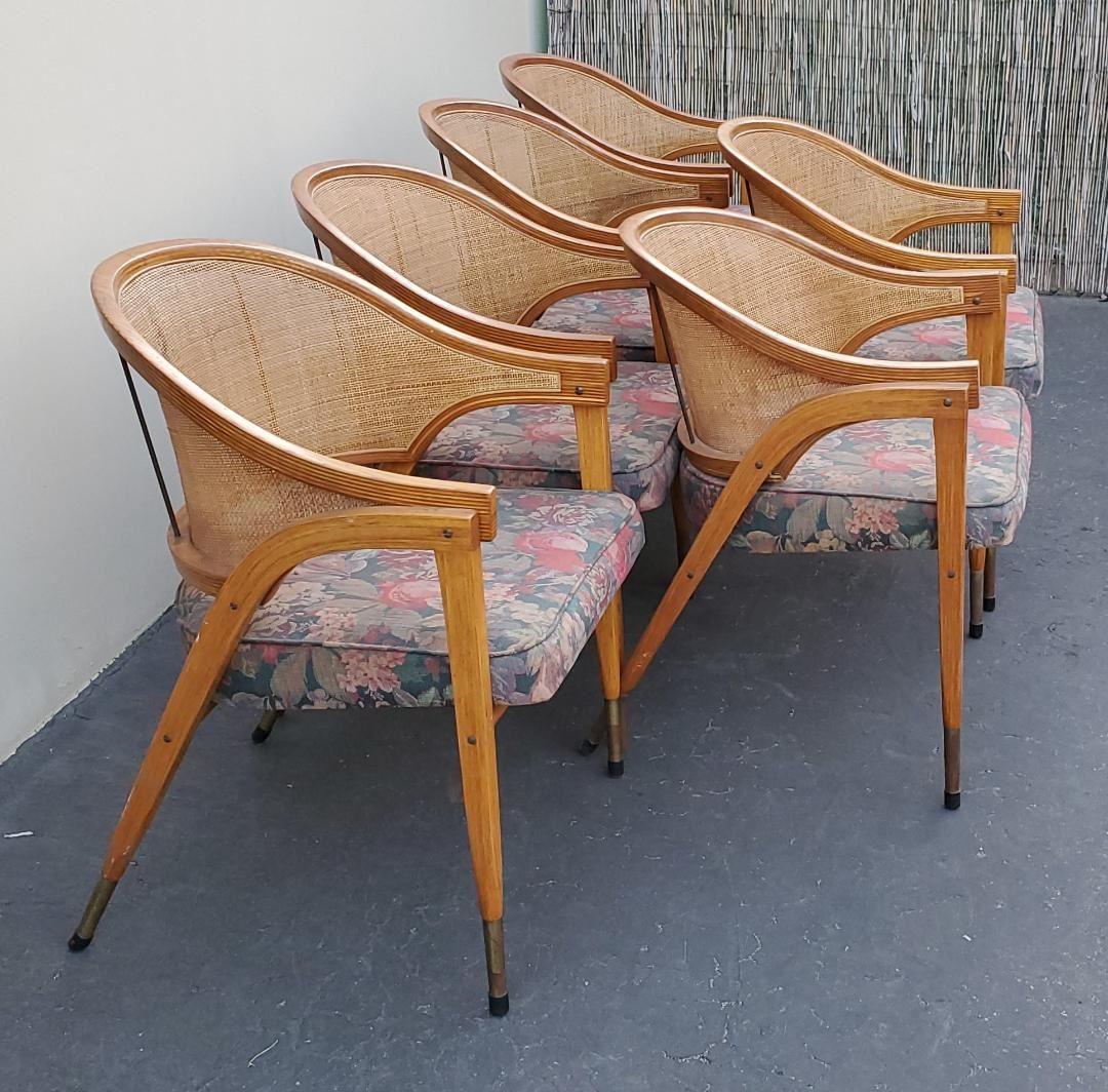 1950s Edward Wormley for Dunbar Extension Dining Set 6 Chairs 2 Leaves For Sale 5