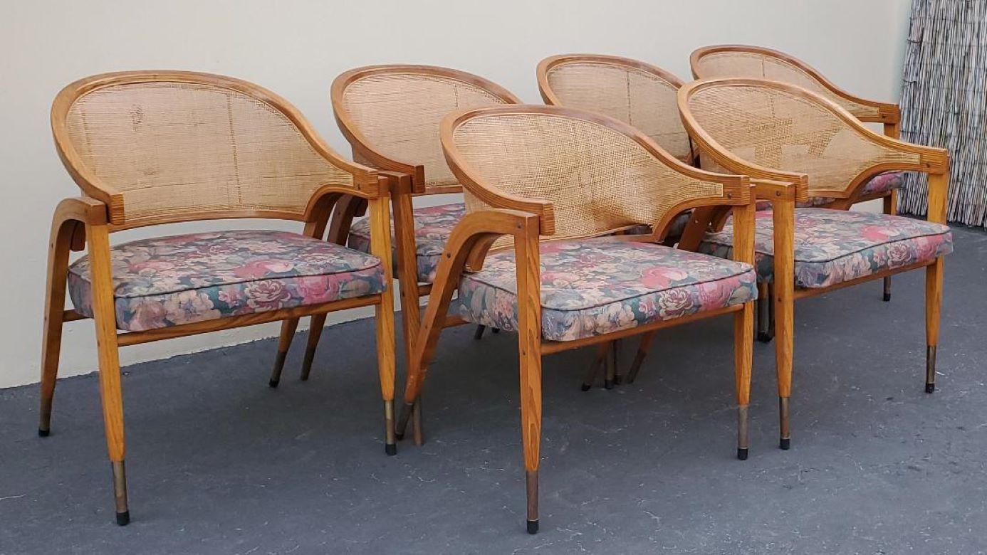 1950s Edward Wormley for Dunbar Extension Dining Set 6 Chairs 2 Leaves For Sale 6