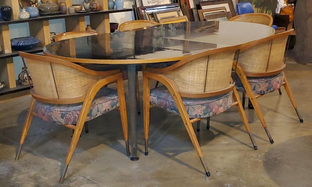 1950s Edward Wormley for Dunbar Extension Dining Set 6 Chairs 2 Leaves For Sale 11