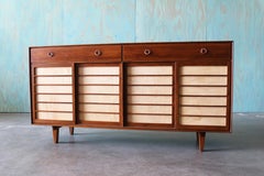 1950s Edward Wormley for Dunbar Janus Cabinet Walnut copper 71"