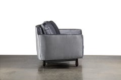 1950s Edward Wormley for Dunbar model 495 sofa in gray velvet and mahogany legs