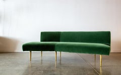 1950s Edward Wormley for Dunbar no. 4756 wing shaped sofa in Mohair and Brass