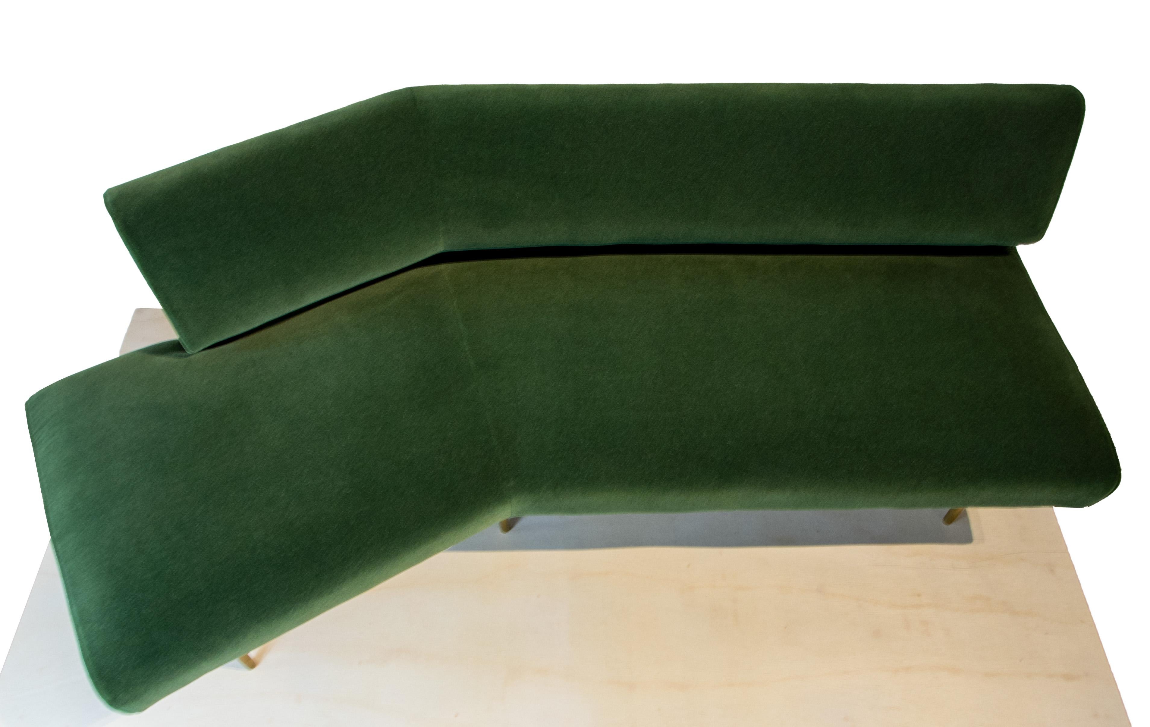 Mid-20th Century 1950s Edward Wormley for Dunbar No. 4756 Wing Shaped Sofa in Mohair and Brass