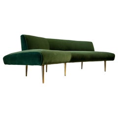 1950s Edward Wormley for Dunbar No. 4756 Wing Shaped Sofa in Mohair and Brass