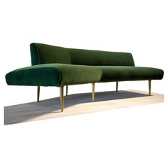 1950s Edward Wormley for Dunbar no. 4756 wing shaped sofa in Mohair and Brass