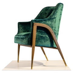 Retro 1950s Edward Wormley for Dunbar no. 5510 lounge chair in Mohair, Ash and Brass