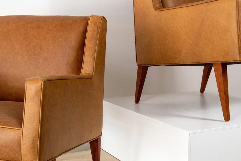 1950s Edward Wormley for Dunbar Pair of Leather Lounge Chairs No. 603