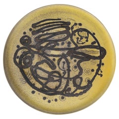 1950s, Edwin and Mary Scheier Mid-Century Modern Yellow Abstract Charger