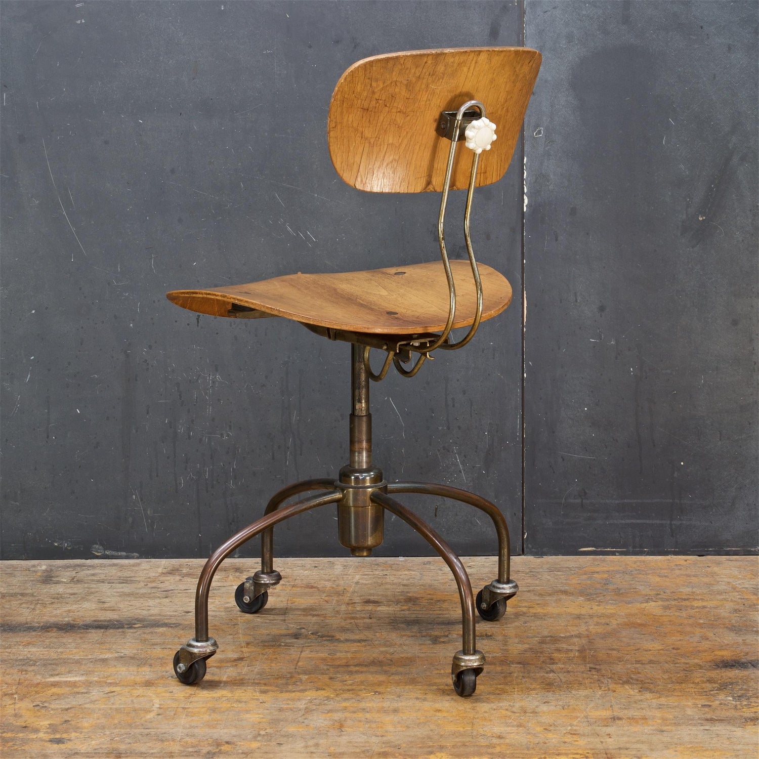1950s Egon Eiermann Organic Industrial Bent Plywood Desk Chair Se40 Wilde Spieth For Sale At 1stdibs