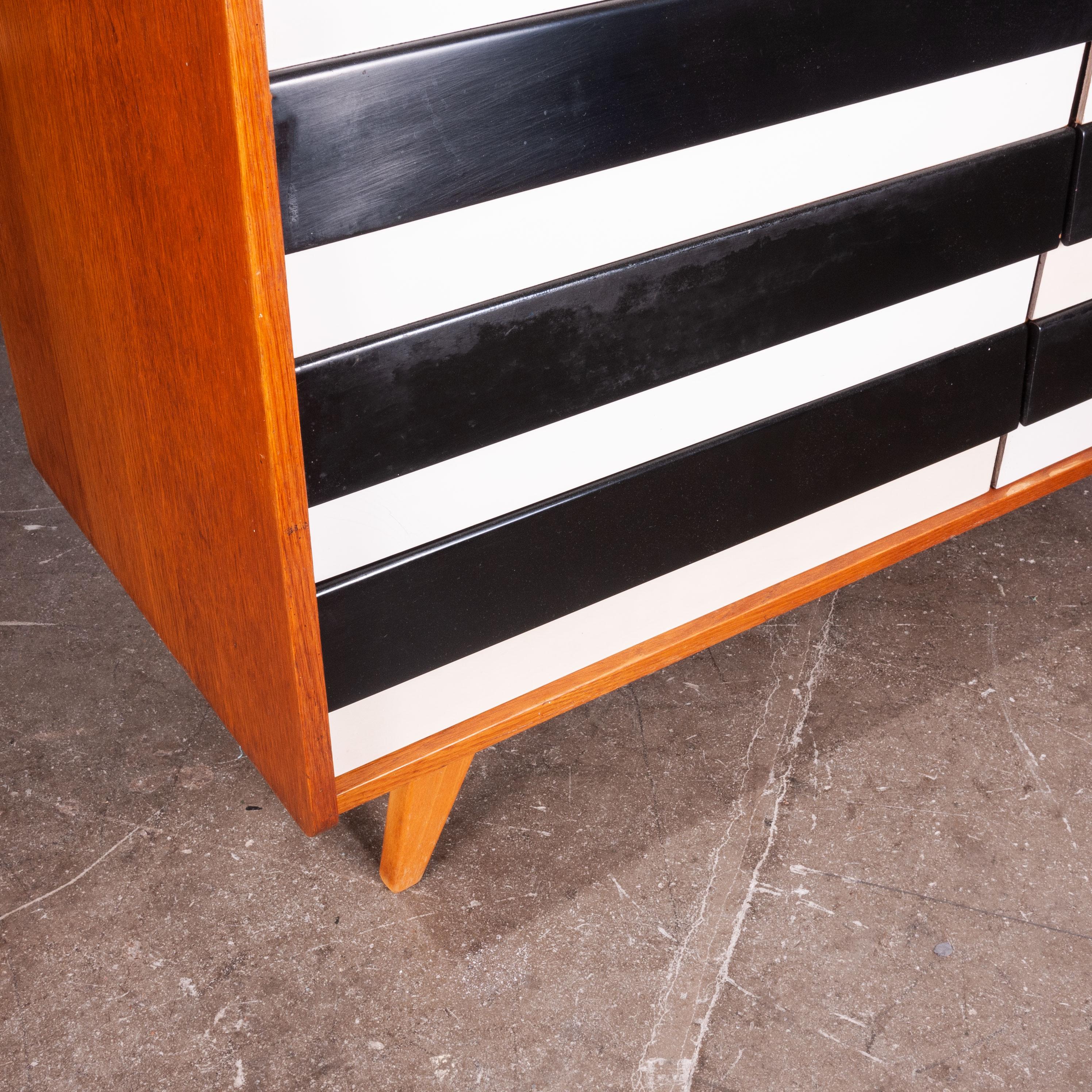 1950's Eight Drawer Oak Chest Of Drawers  By Jiri Jiroutek For Interieur Praha 4