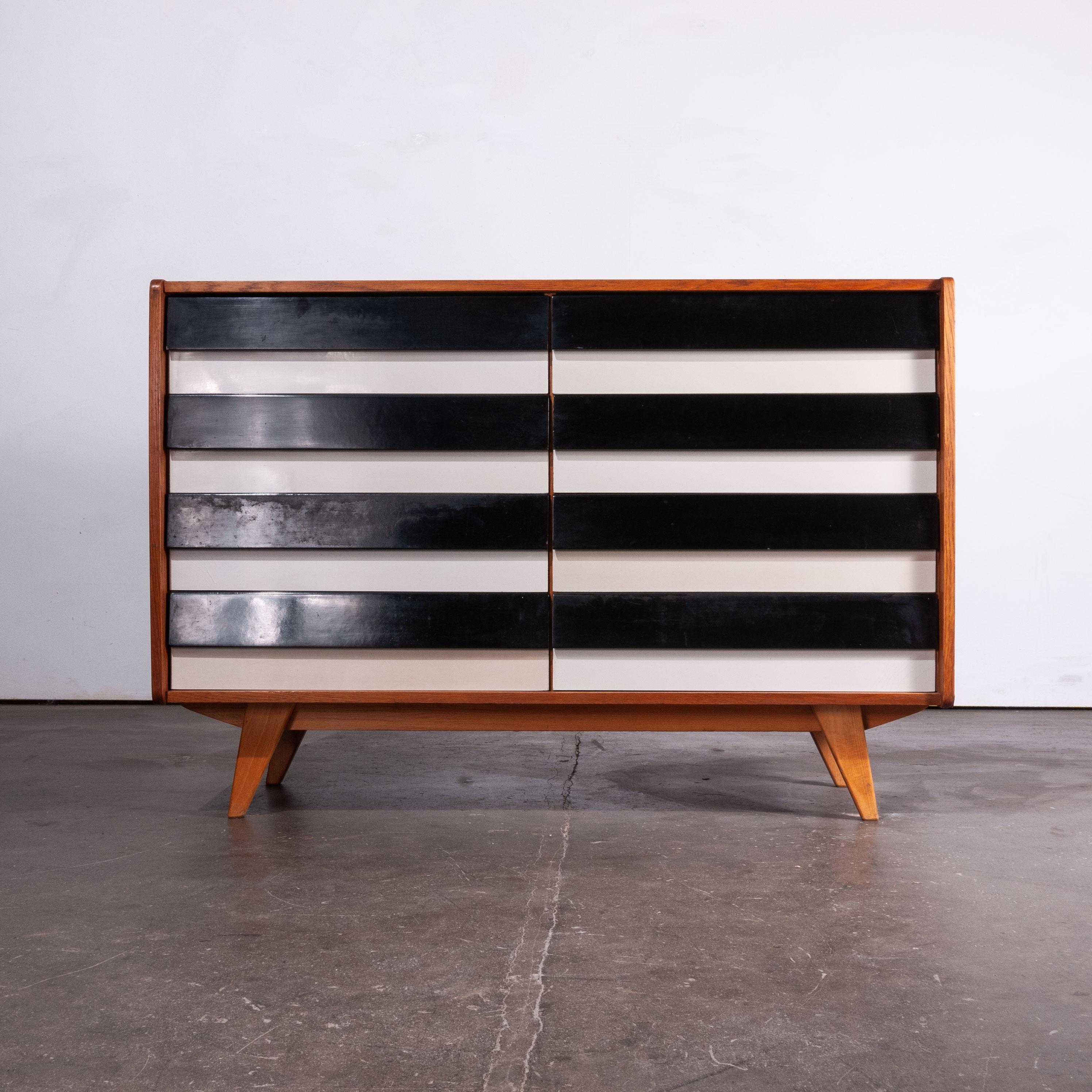1950's Eight Drawer Oak Chest Of Drawers  By Jiri Jiroutek For Interieur Praha 6