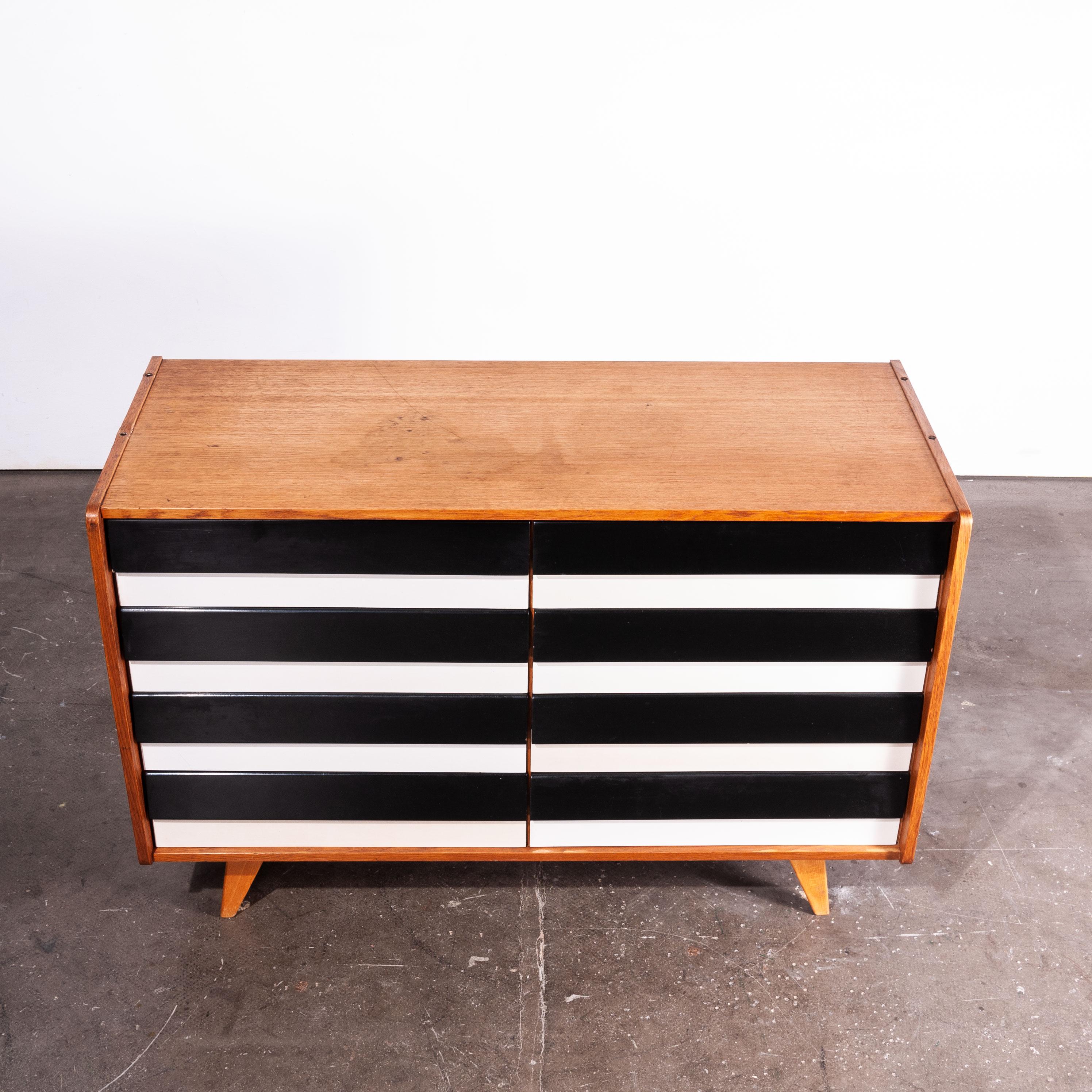 1950's Eight Drawer Oak Chest Of Drawers  By Jiri Jiroutek For Interieur Praha 2