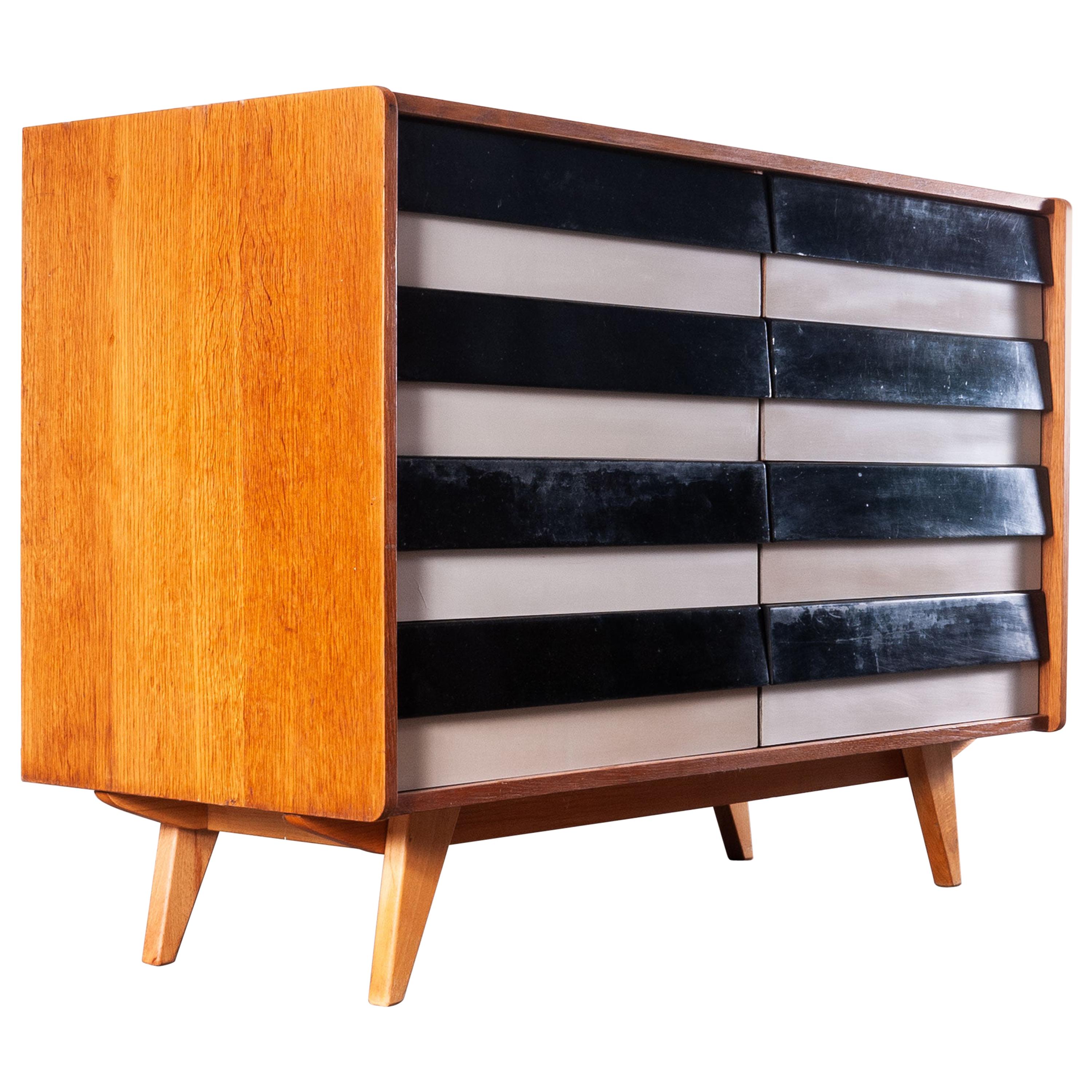 1950's Eight Drawer Oak Chest Of Drawers  By Jiri Jiroutek For Interieur Praha