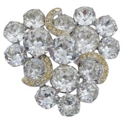 1950S Eisenberg broche de diamantes de imitación transparente Iob