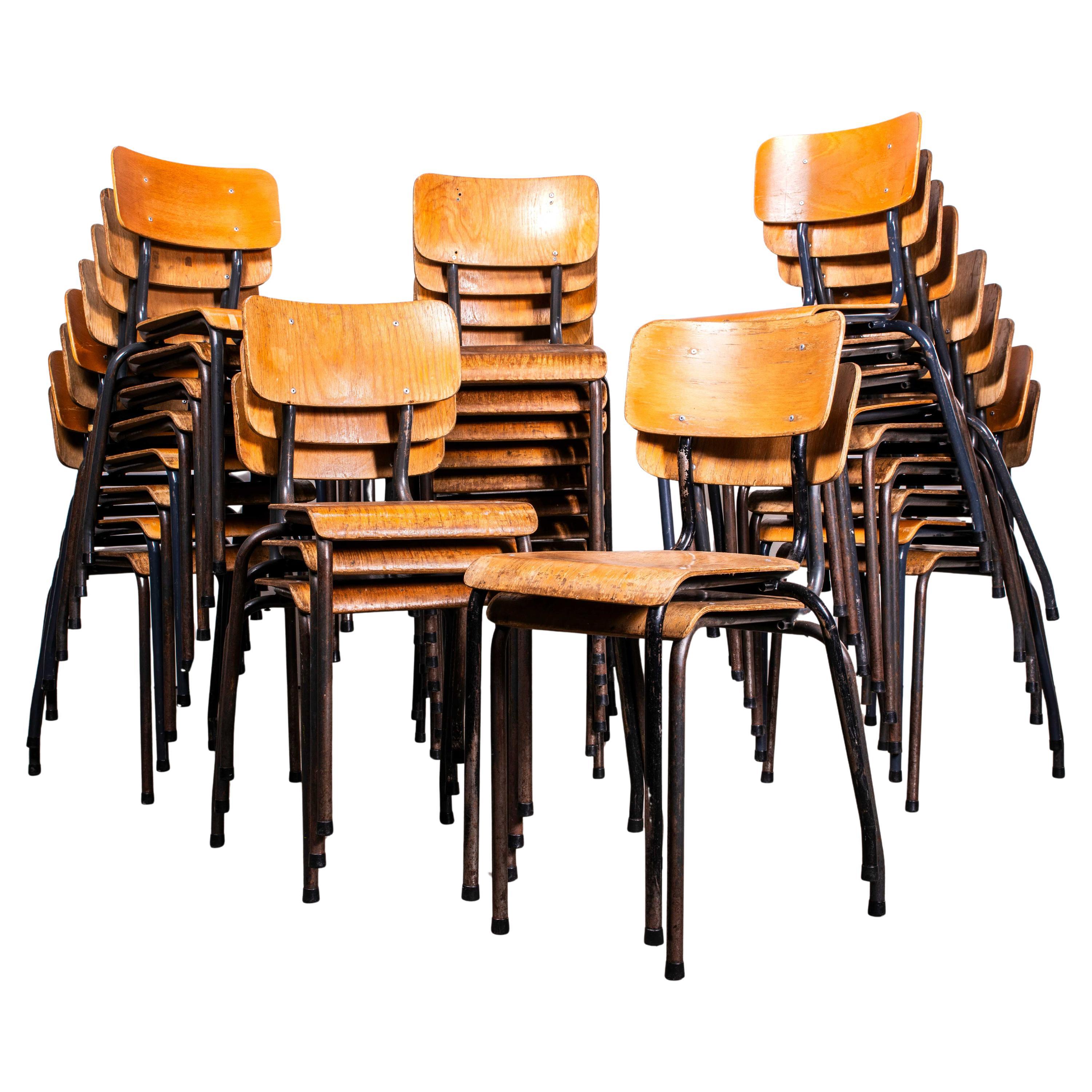 1950's Elbe Steel Grey Stacking Dining Chairs - Good Quantity Available