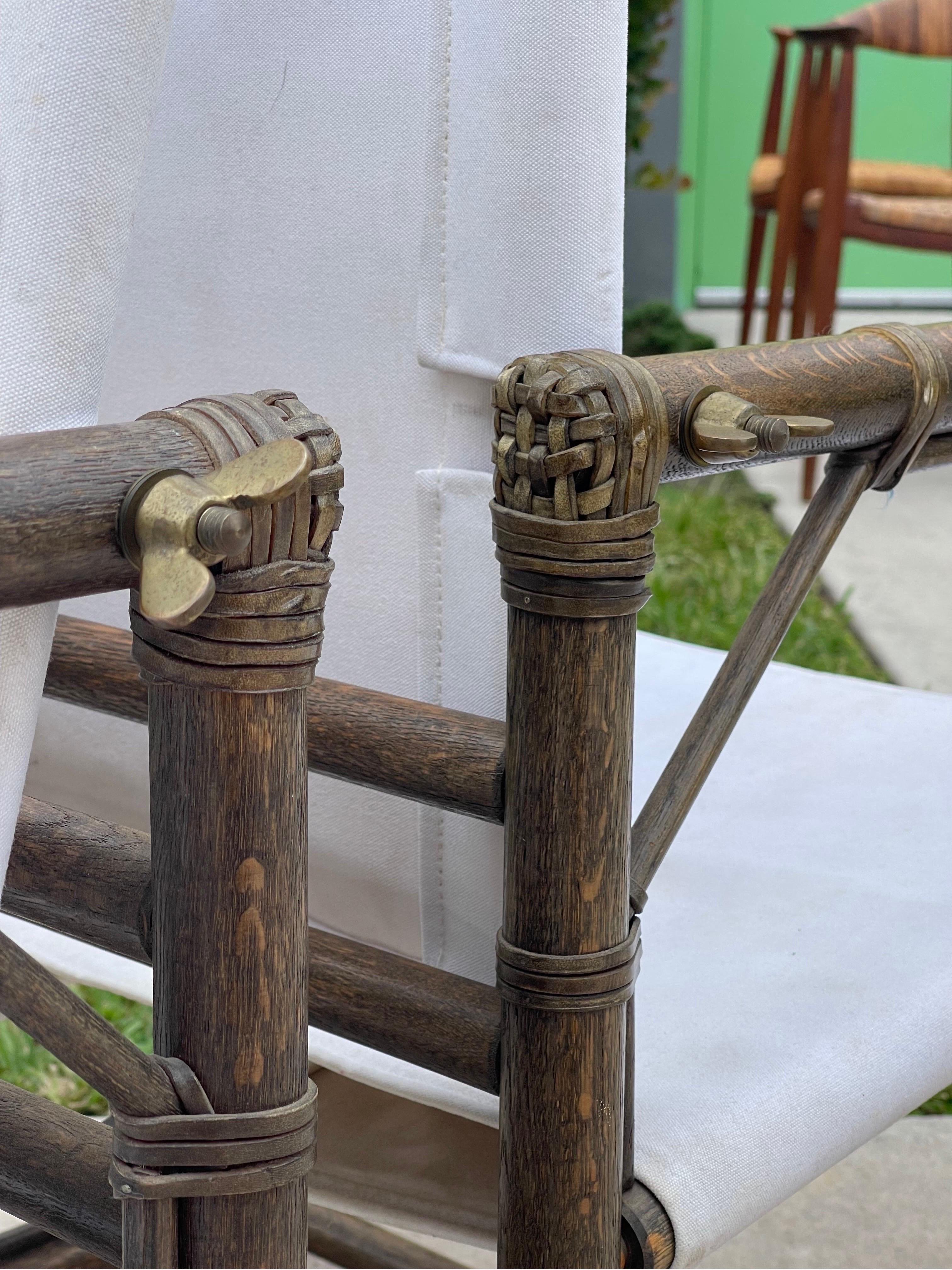 1950s Eleanor Forbes for McGuire “Officer’s Chairs” Oak Campaign Chairs, a Pair 4