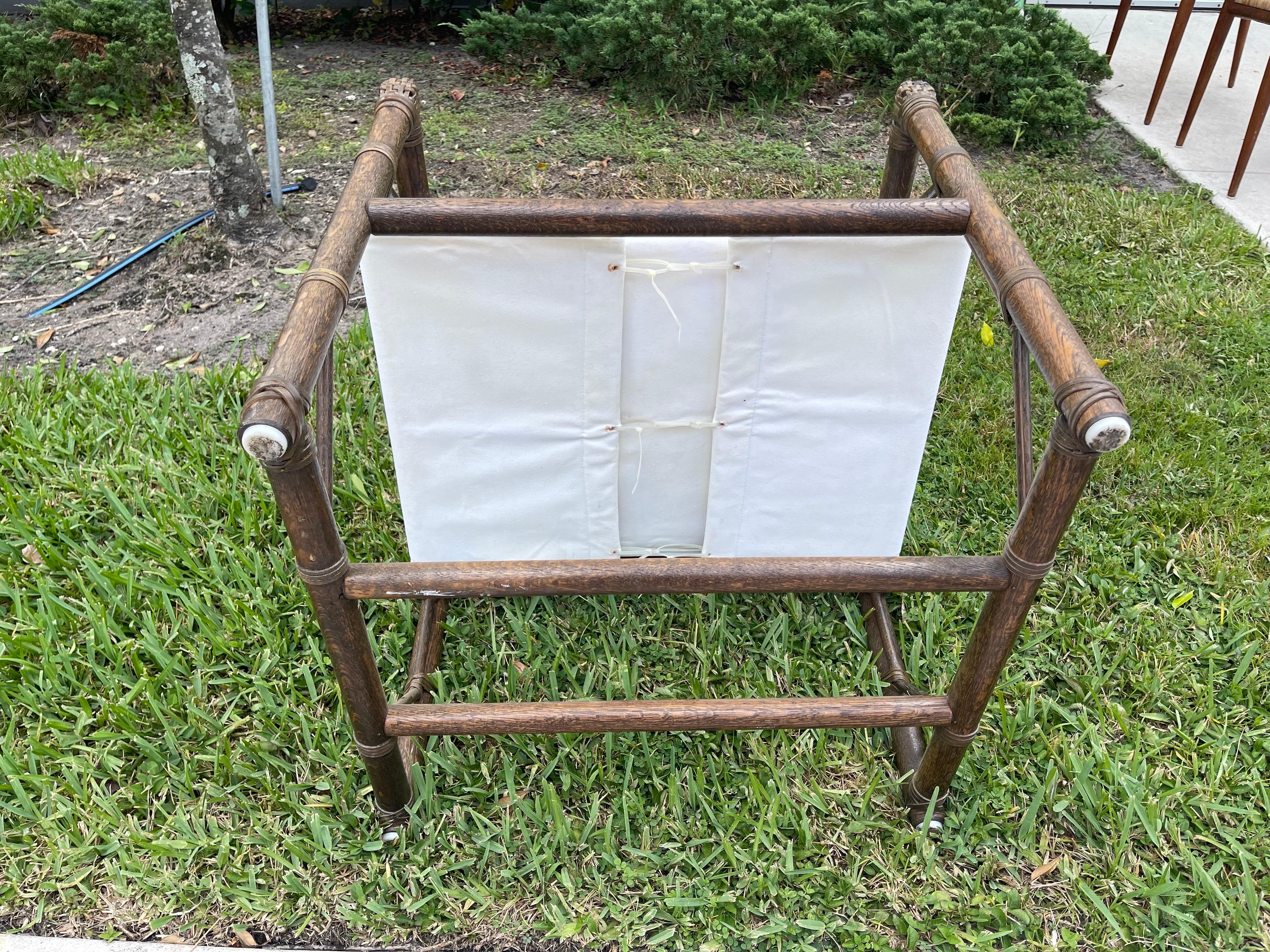 1950s Eleanor Forbes for McGuire “Officer’s Chairs” Oak Campaign Chairs, a Pair 5