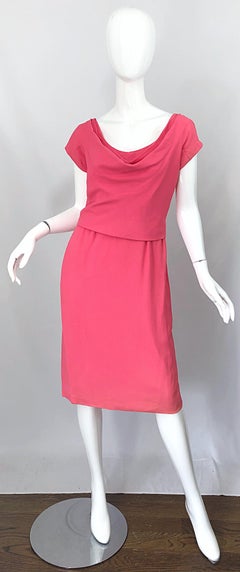 1950s Eleanor Green / Mary Norton Silk Crepe Pink Short Sleeve Vintage 50s Dress