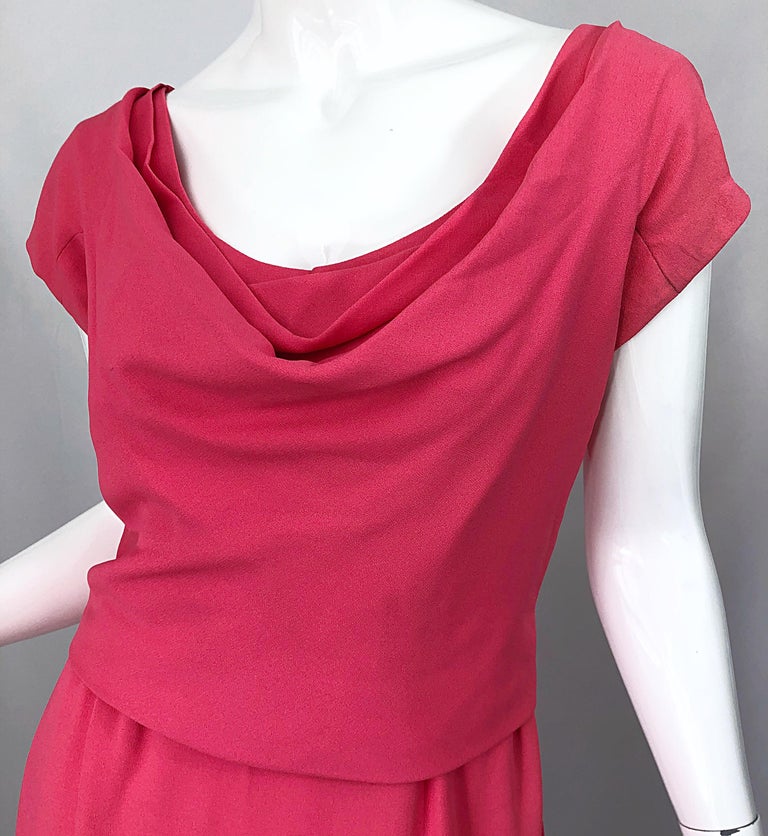 1950s Eleanor Green / Mary Norton Silk Crepe Pink Short Sleeve Vintage ...