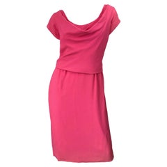 1950er Eleanor Grün / Mary Norton Vintage 50er Jahre Kleid aus rosa Seidenkrepp mit kurzen Ärmeln