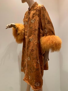 1950s Eleanora Garnett Asian-Inspired Silk Brocade Opera Coat W/ Mongolian Cuffs