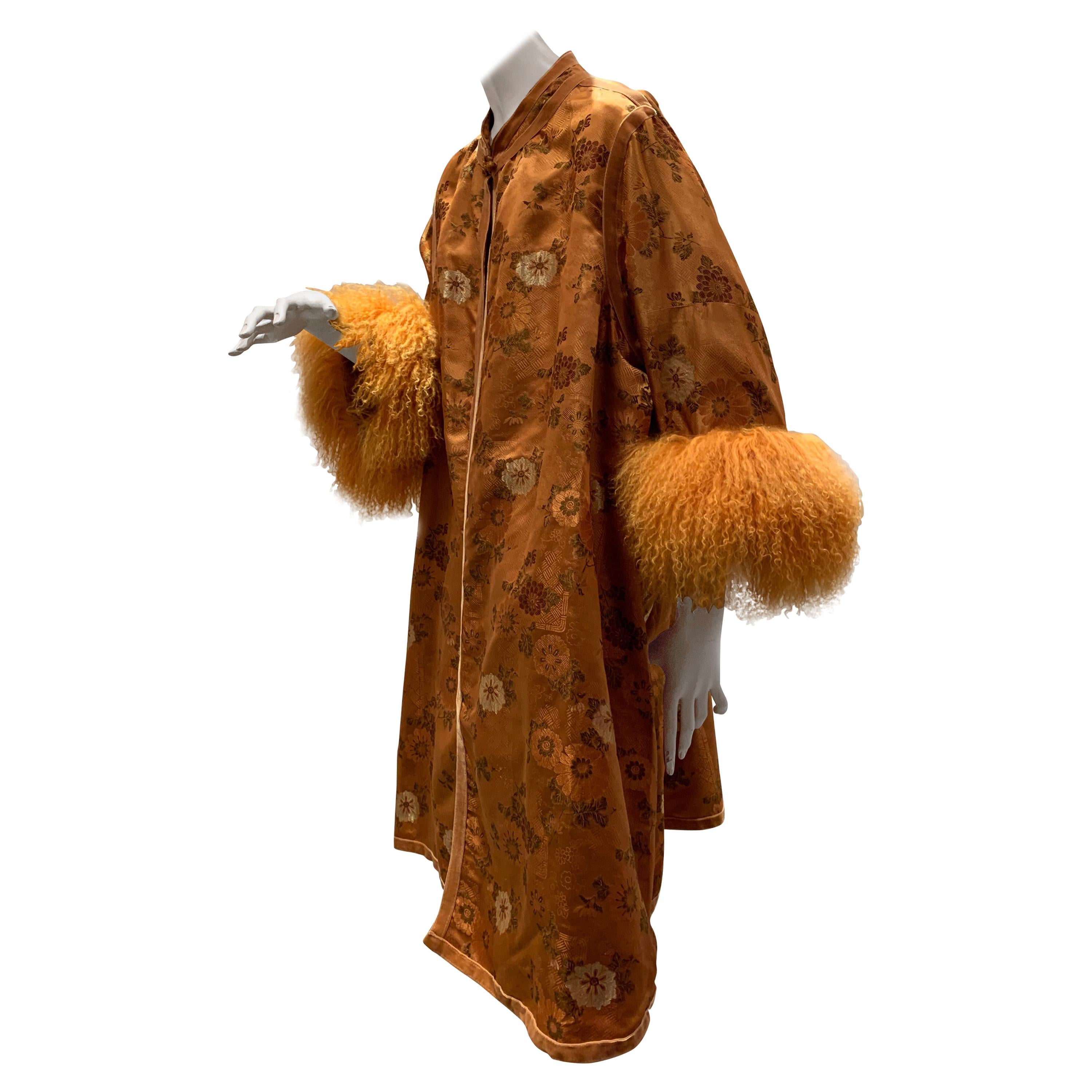 1950s Eleanora Garnett Asian-Inspired Silk Brocade Opera Coat W/ Mongolian Cuffs