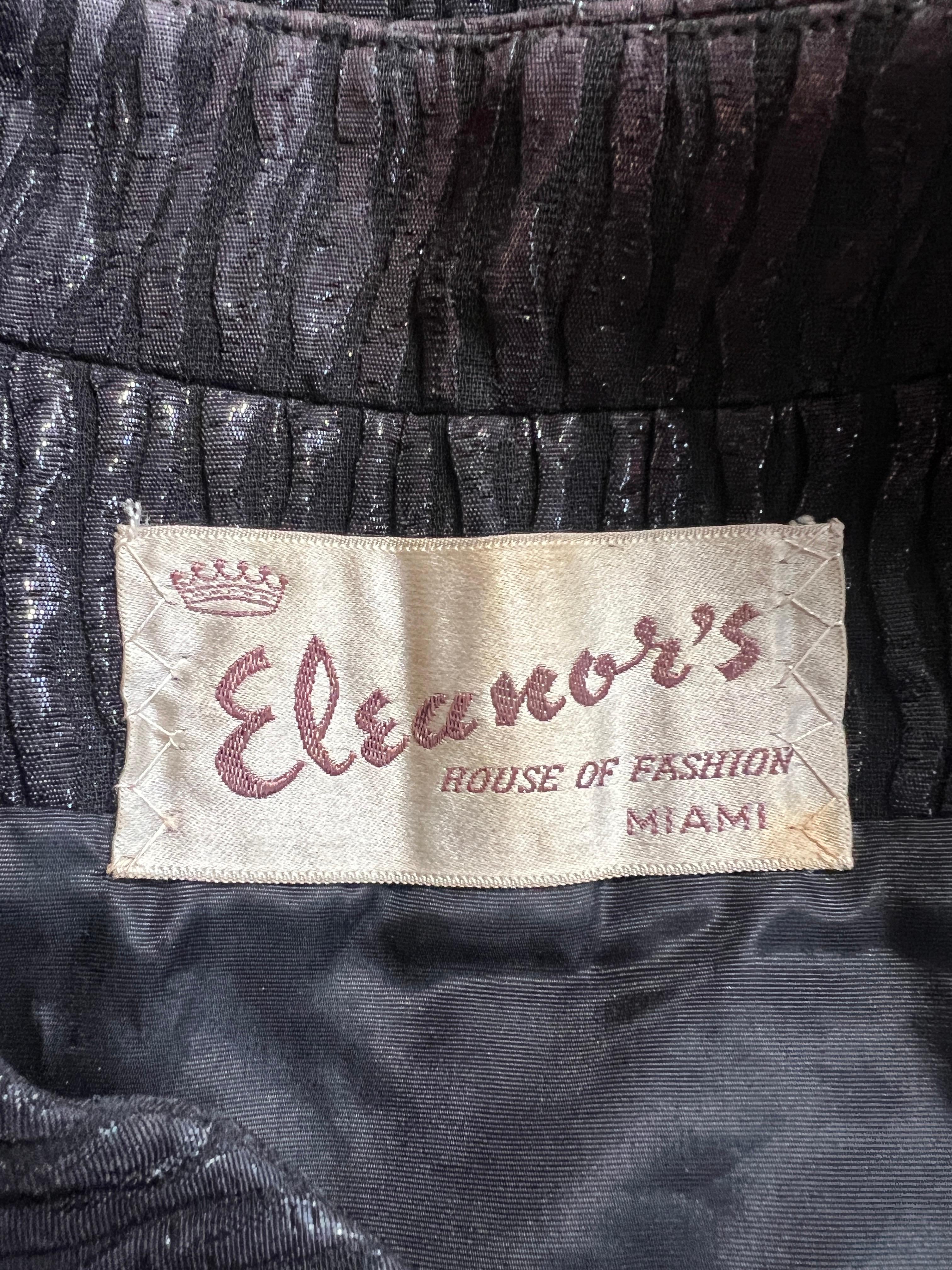 1950s Eleanor's of Miami Lame and Chiffon Dress Suit For Sale 5