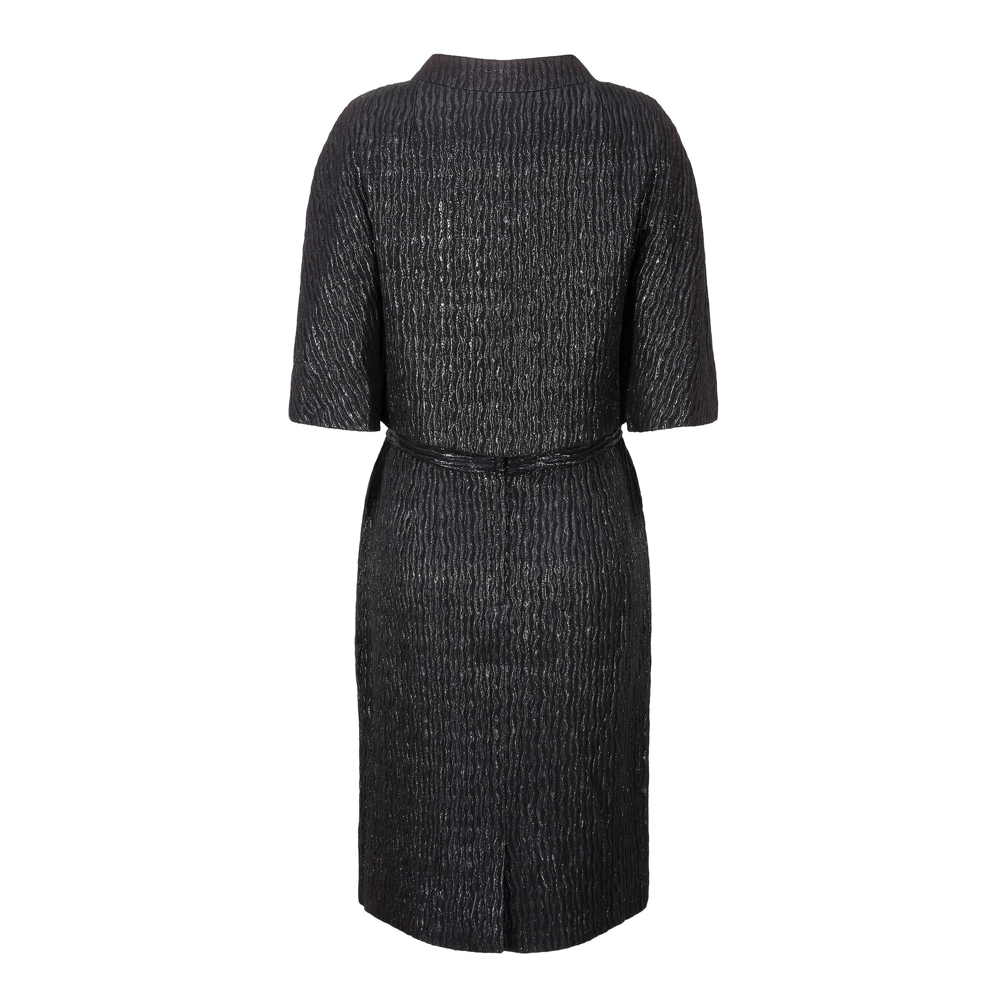 Black 1950s Eleanor's of Miami Lame and Chiffon Dress Suit For Sale