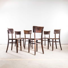 Sedie da pranzo Thonet in noce scuro con schienale elegante degli anni Cinquanta - Set di sei sedie