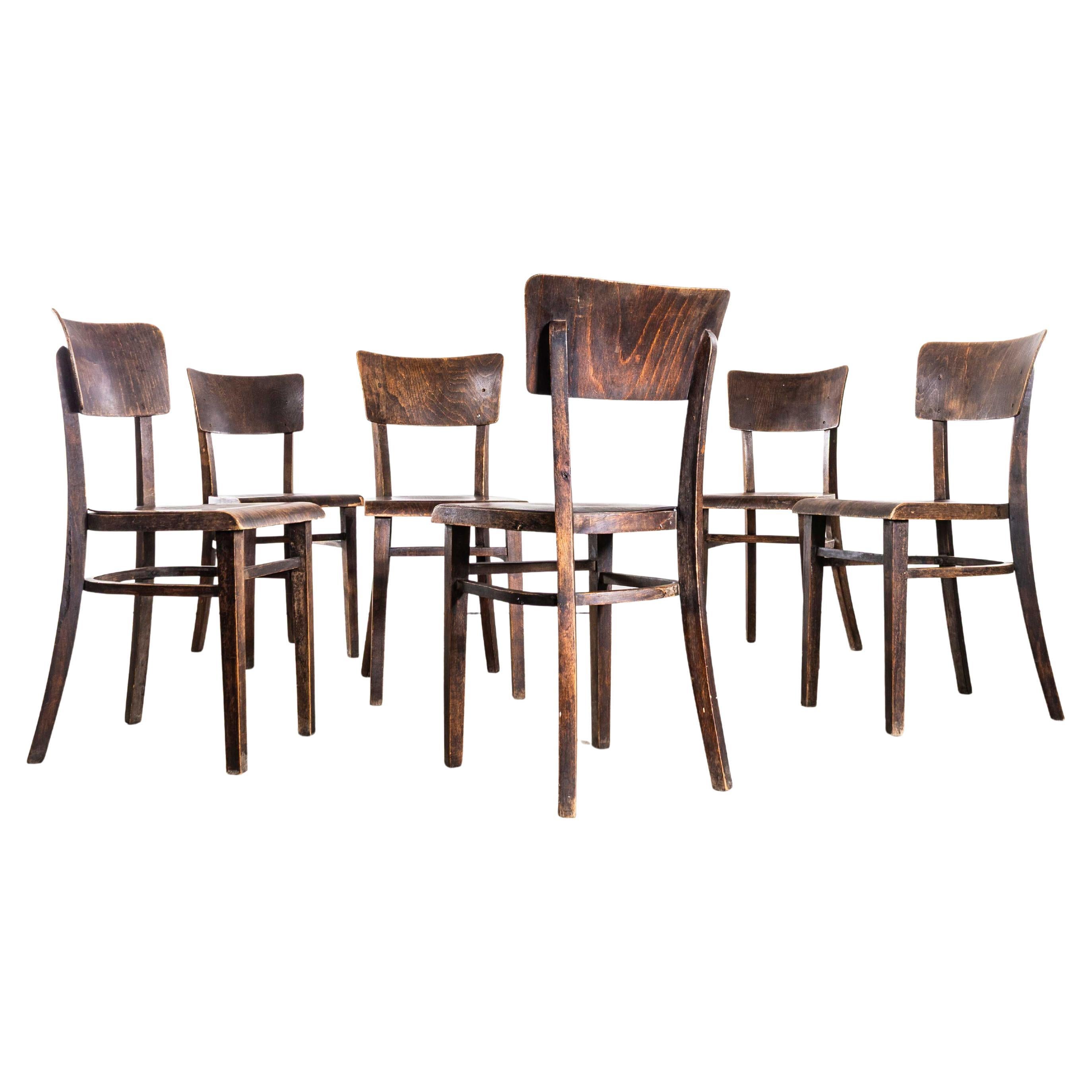 1950’s Elegant Backed Dark Walnut Thonet Dining Chairs – Set Of Six For Sale