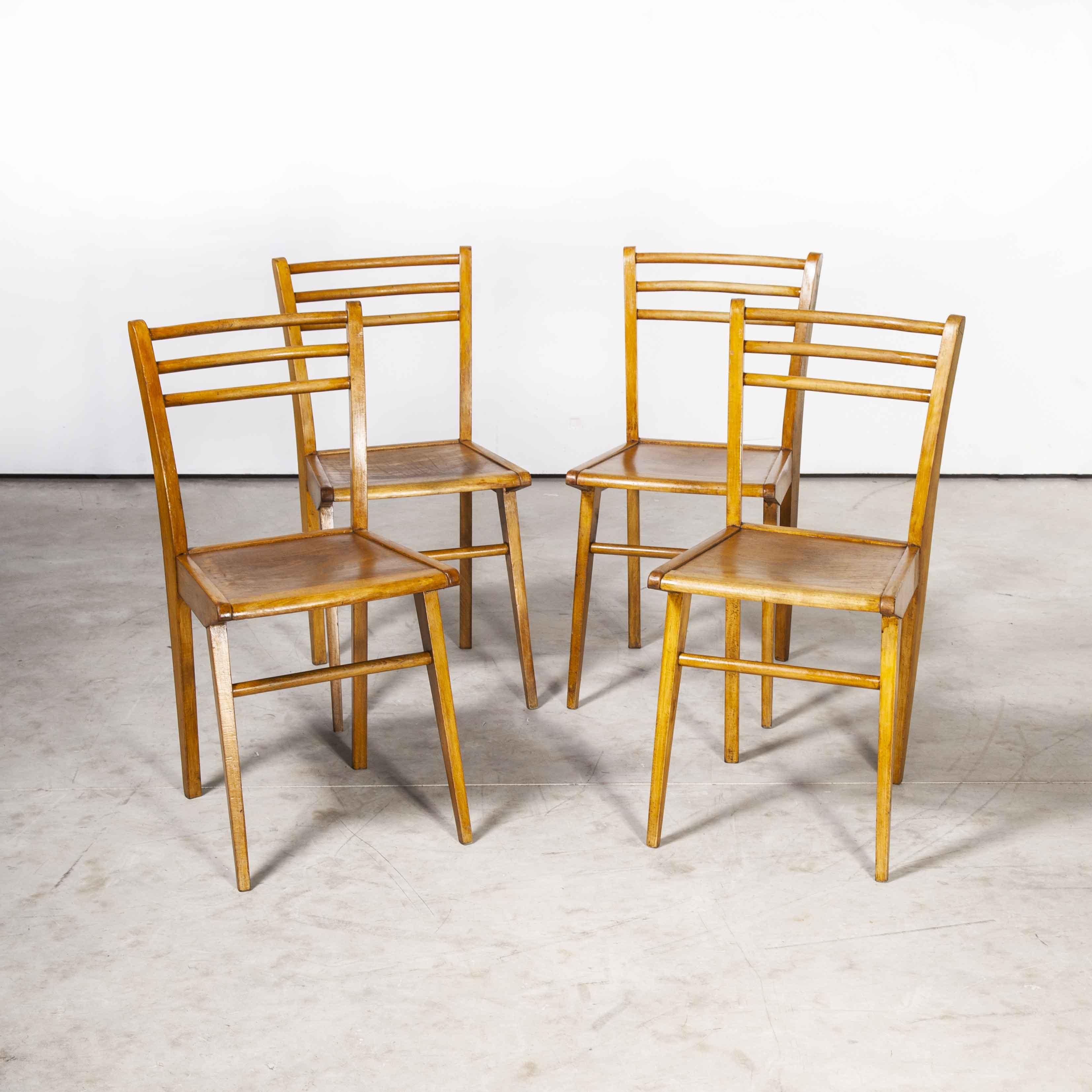 1950's Elegant French Birch Dining Chairs, Set of Four 5