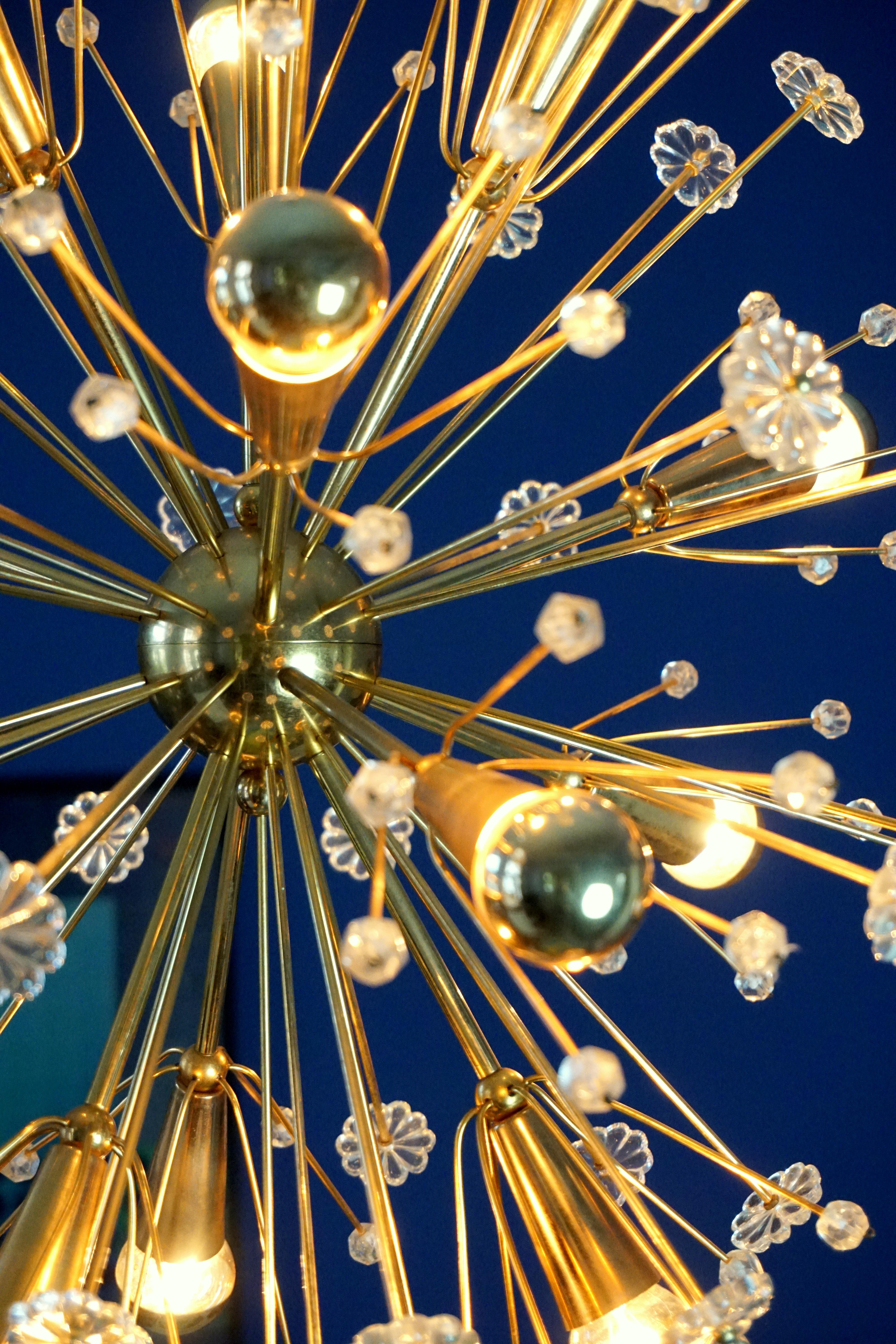 1950s Elegant gilt Starburst Sputnik Snowflake Chandelier from Emil Stejnar  6