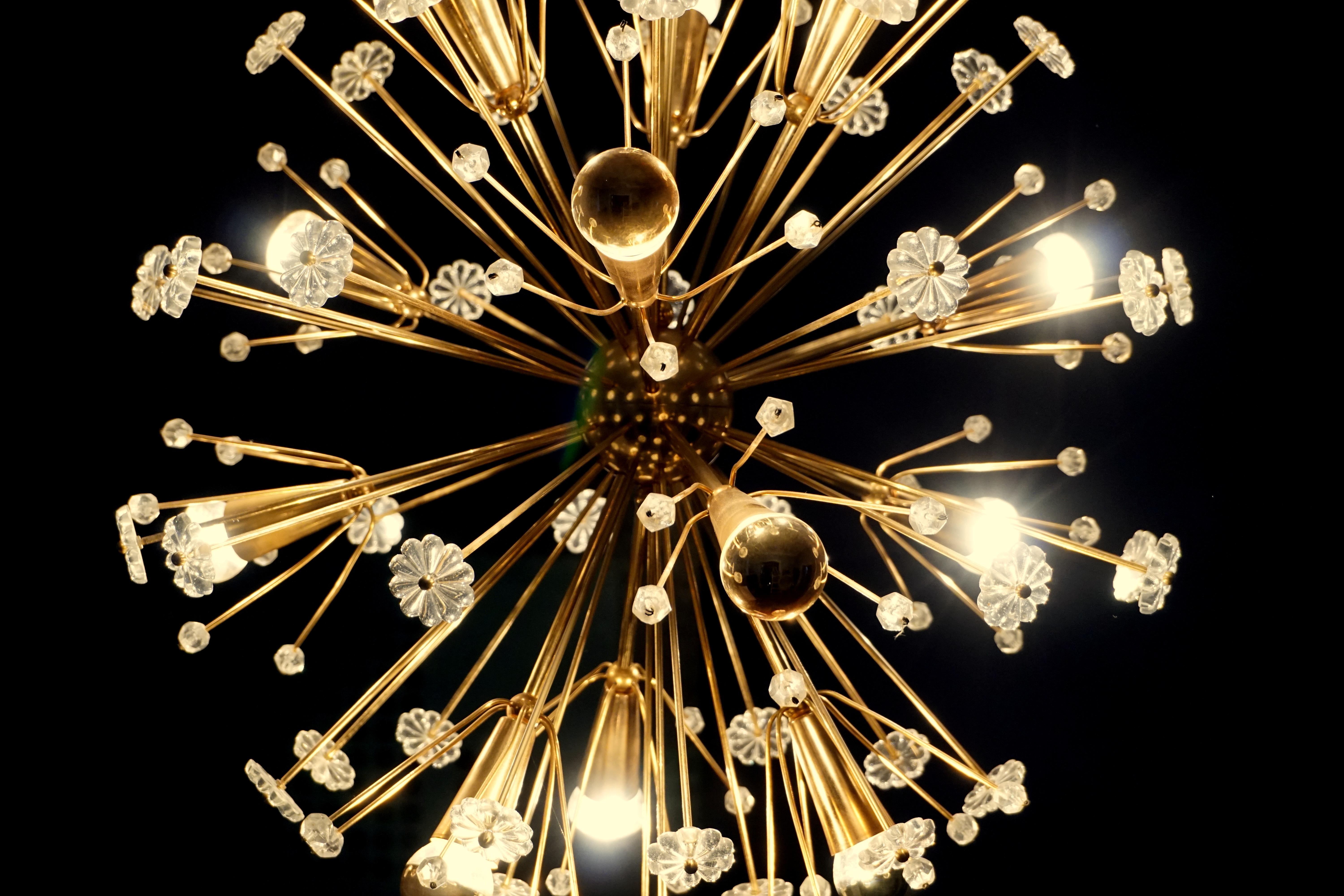 1950s Elegant gilt Starburst Sputnik Snowflake Chandelier from Emil Stejnar  7