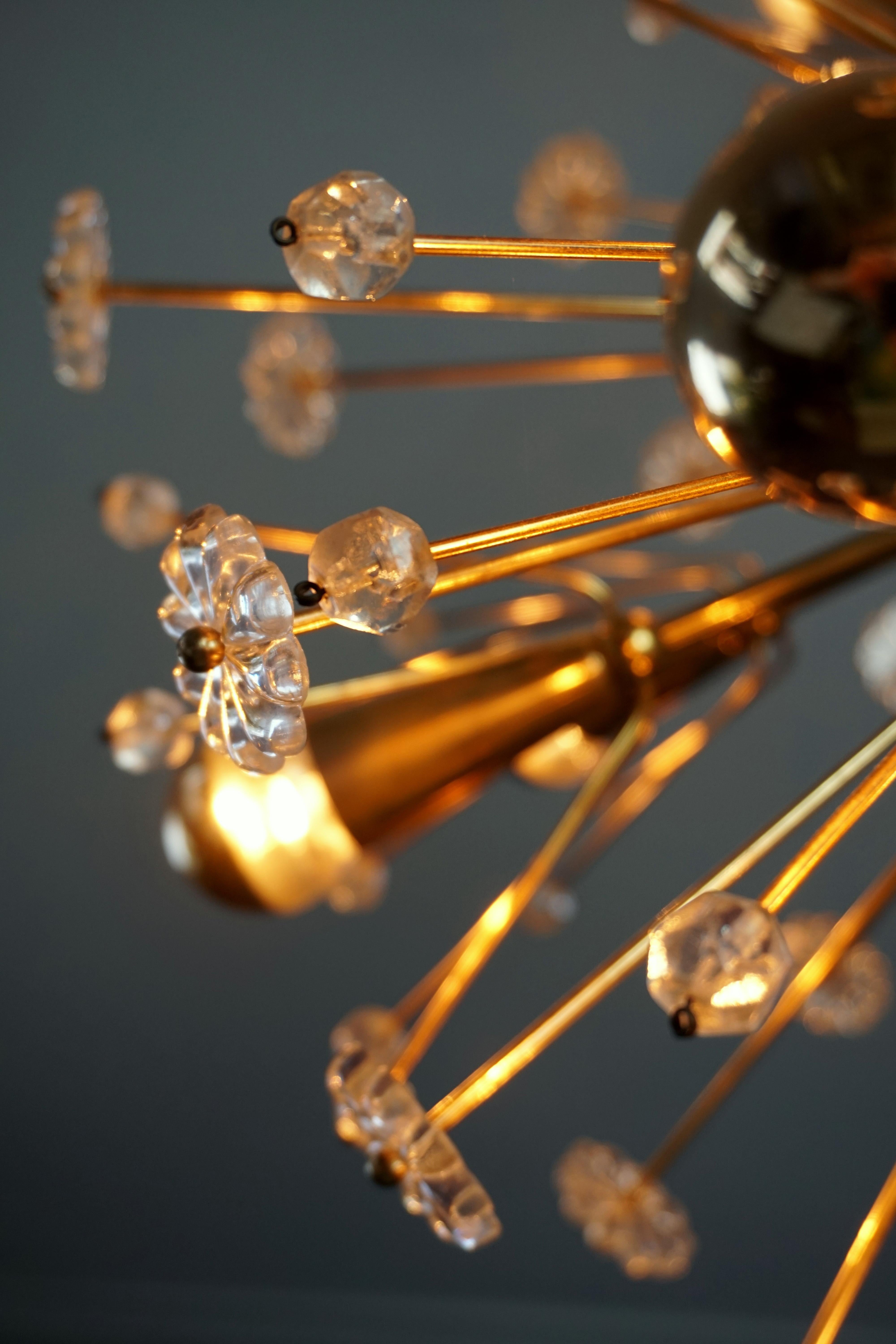 1950s Elegant gilt Starburst Sputnik Snowflake Chandelier from Emil Stejnar  9